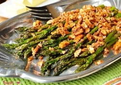 Roasted Asparagus with Brown Butter Pecans ~ a delicious spring side dish that would be perfect for Easter | FiveHeartHome.com