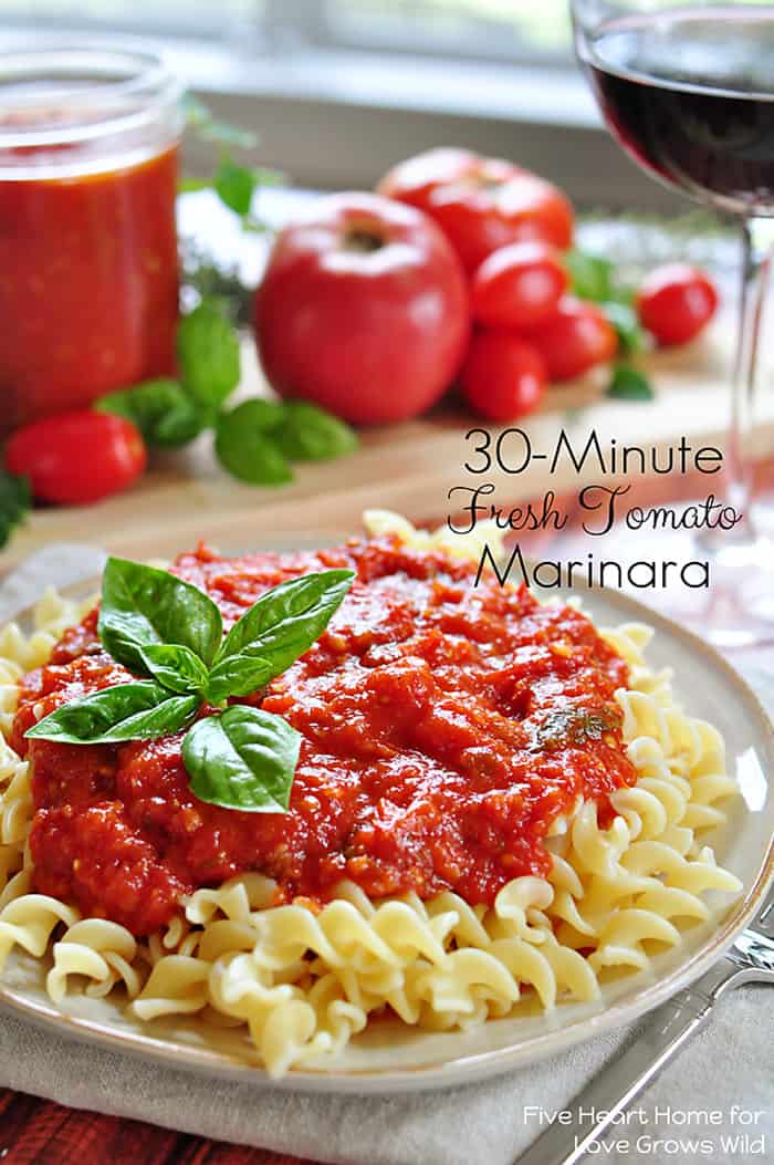 30-Minute Homemade Marinara Sauce ~ made with fresh tomatoes | FiveHeartHome.com for LoveGrowsWild.com