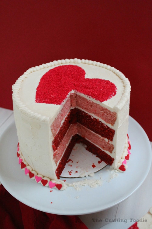 Valentine's Day Red & Pink Velvet Cake | thecraftingfoodie.com