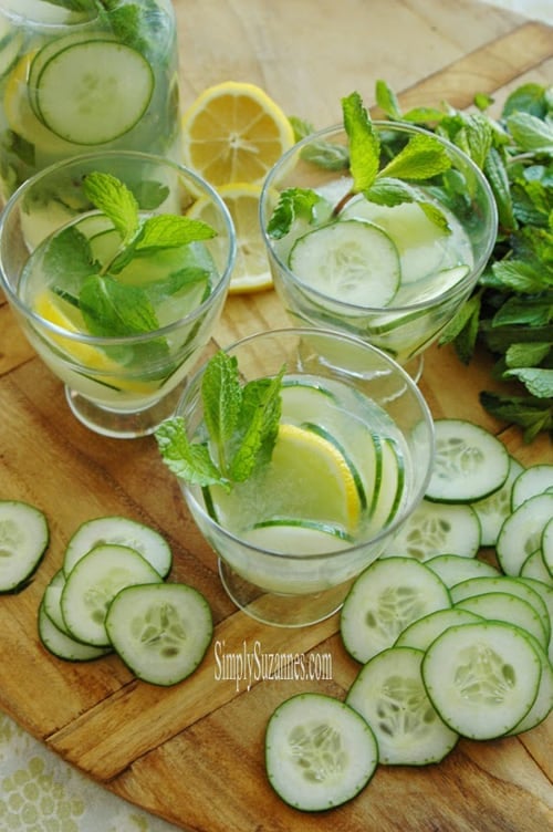 Moonlight & Mason Jars Link Party Features ~ Cocktails & Mocktails: Cucumber Mint Lemonade