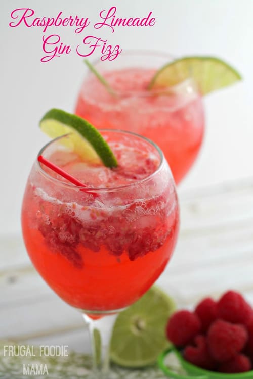 Moonlight & Mason Jars Link Party Features ~ Cocktails & Mocktails: Raspberry Limeade Gin Fizz