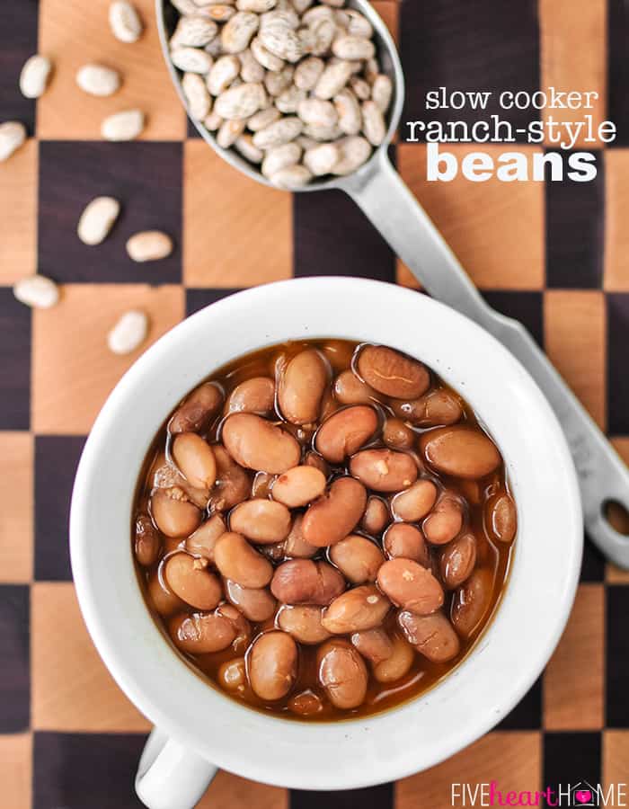 Slow Cooker Ranch Style Beans with text overlay