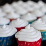 Close-up of Vanilla Texas Sheet Cake Cupcakes with Cream Cheese Frosting.