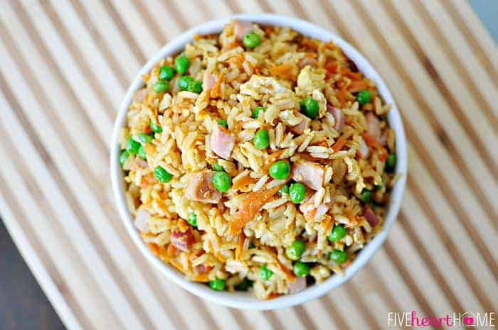 Easy Fried Rice ~ customize with leftover chicken, beef, pork, shrimp, or ham to make a meal of it! | {Five Heart Home}