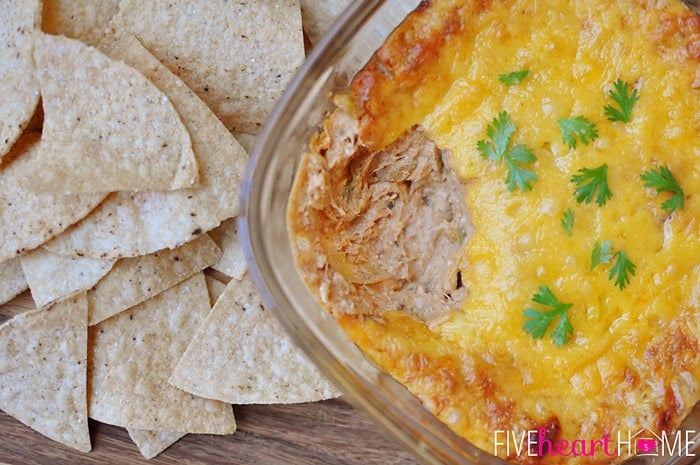 Aerial zoom of chips and dip