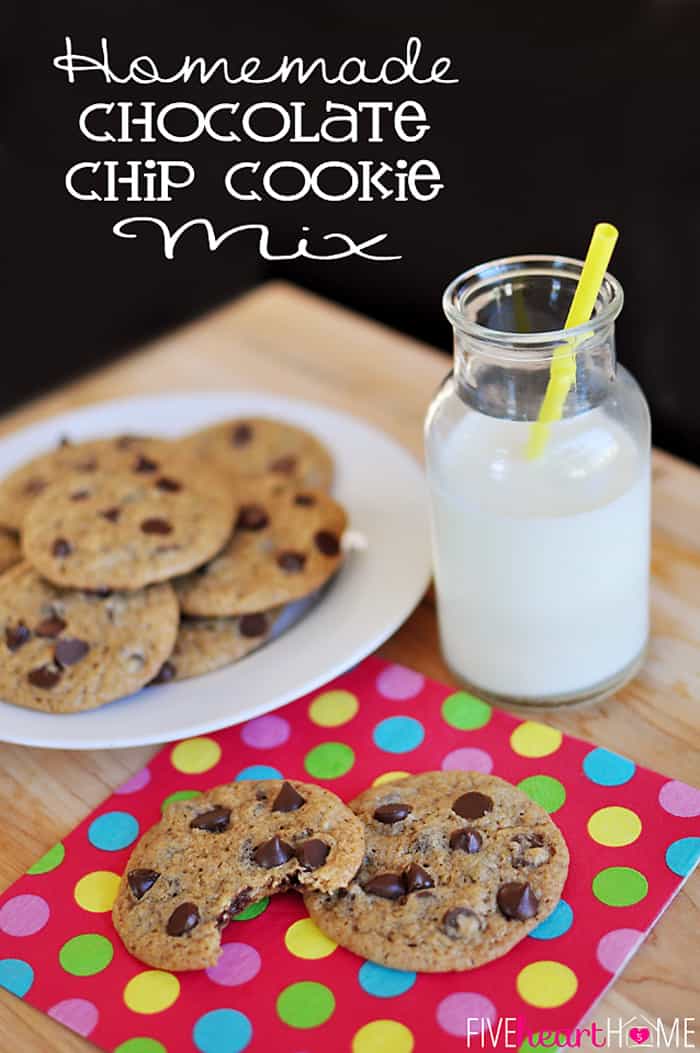 Homemade Chocolate Chip Cookie Mix with text overlay.