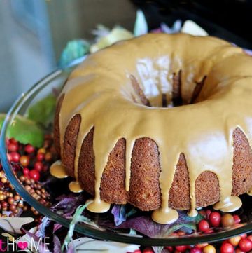 Pumpkin Biscoff Bundt Cake with Cookie Butter Swirl and Glaze | {Five Heart Home}