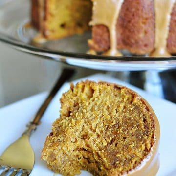 Pumpkin Bundt Cake slice on a plate