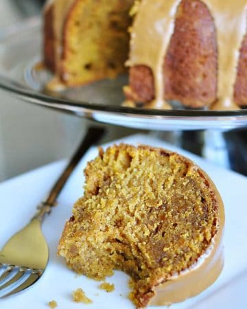 Pumpkin Bundt Cake slice on a plate