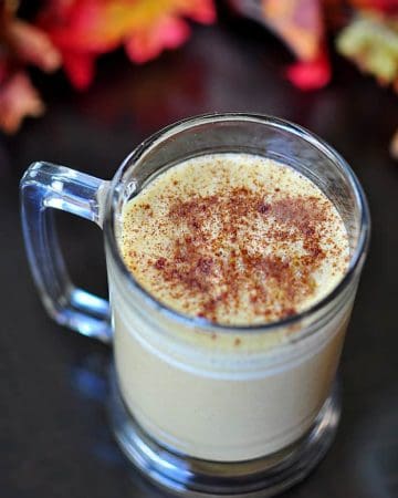 Warm Pumpkin Spice Drink ~ tastes like pumpkin pie in a mug! It's caffeine-free, though it can be mixed with coffee to make a Pumpkin Spice Latte. It can also be made dairy-free! | {Five Heart Home}