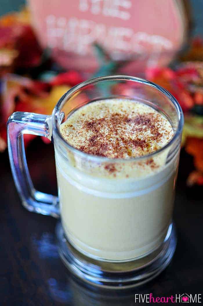 Warm Pumpkin Spice Drink in a Glass Mug Perfect for Fall