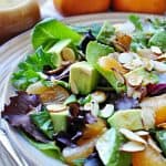 Mixed Greens Salad with Mandarins, Toasted Almonds, Avocado, and Sesame Ginger Vinaigrette | {Five Heart Home}