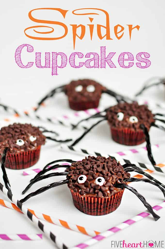 Spider Cupcakes with text overlay