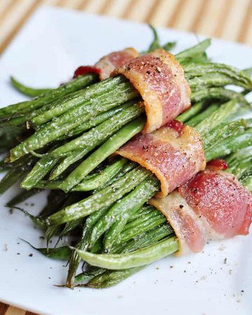 Bacon Green Bean Bundles with Brown Sugar Glaze | {Five Heart Home}