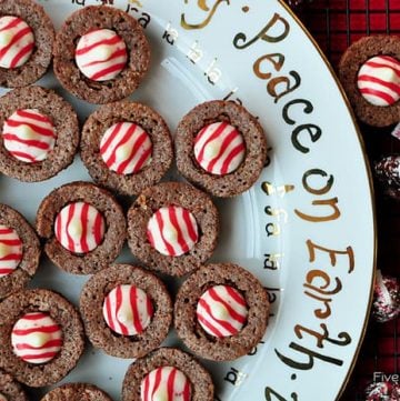 Candy Cane Kiss Brownie Bites ~ perfect for your holiday cookie platter! | {Five Heart Home for Love Grows Wild}