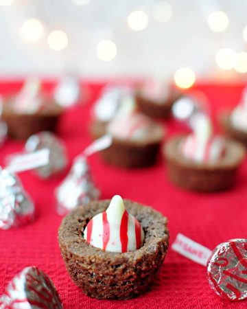 Candy Cane Kiss Brownie Bites ~ perfect for your holiday cookie platter! | {Five Heart Home for Love Grows Wild}
