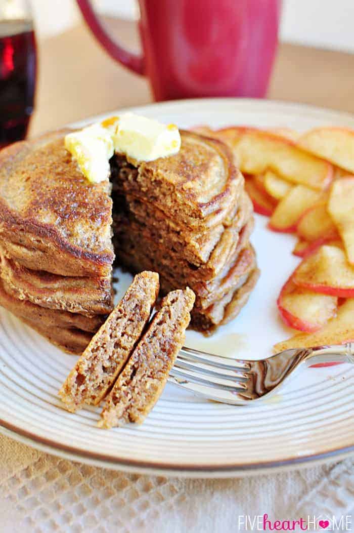 Perfect Bite of Gingerbread Pancakes Stabbed on a Fork