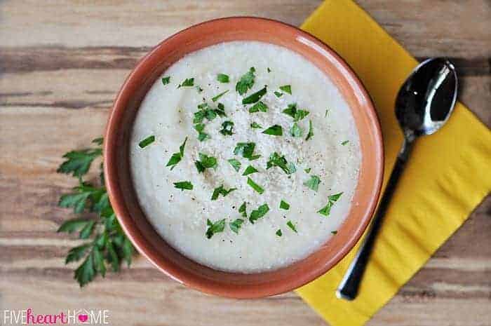Parmesan Potato and Cauliflower Soup | {Five Heart Home}