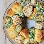 Aerial view of Savory Herb and Cheese Monkey Bread on a platter
