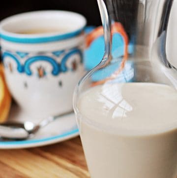 Homemade Vanilla Coffee Creamer in glass jar.