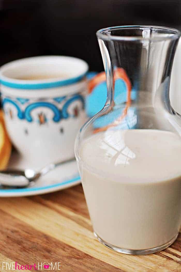 All-Natural Homemade Vanilla Coffee Creamer in Glass Carafe 