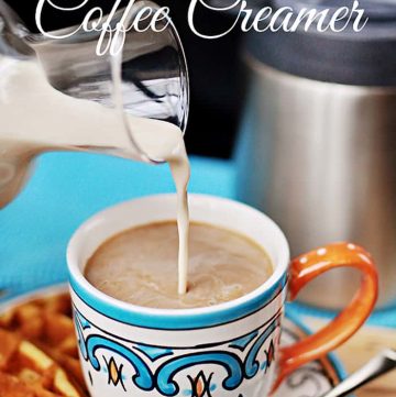 All-Natural Homemade Vanilla Coffee Creamer ~ 4 ingredients and 5 minutes for preservative-free creamer | FiveHeartHome.com