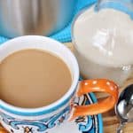 All-Natural Homemade Vanilla Coffee Creamer ~ 4 ingredients and 5 minutes for preservative-free creamer | FiveHeartHome.com