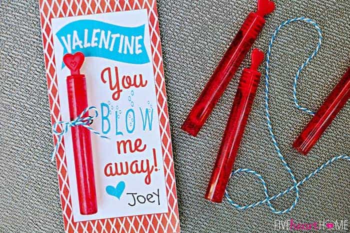 Bubbles Valentines Free Printable ~ Valentine, You Blow Me Away! | FiveHeartHome.com