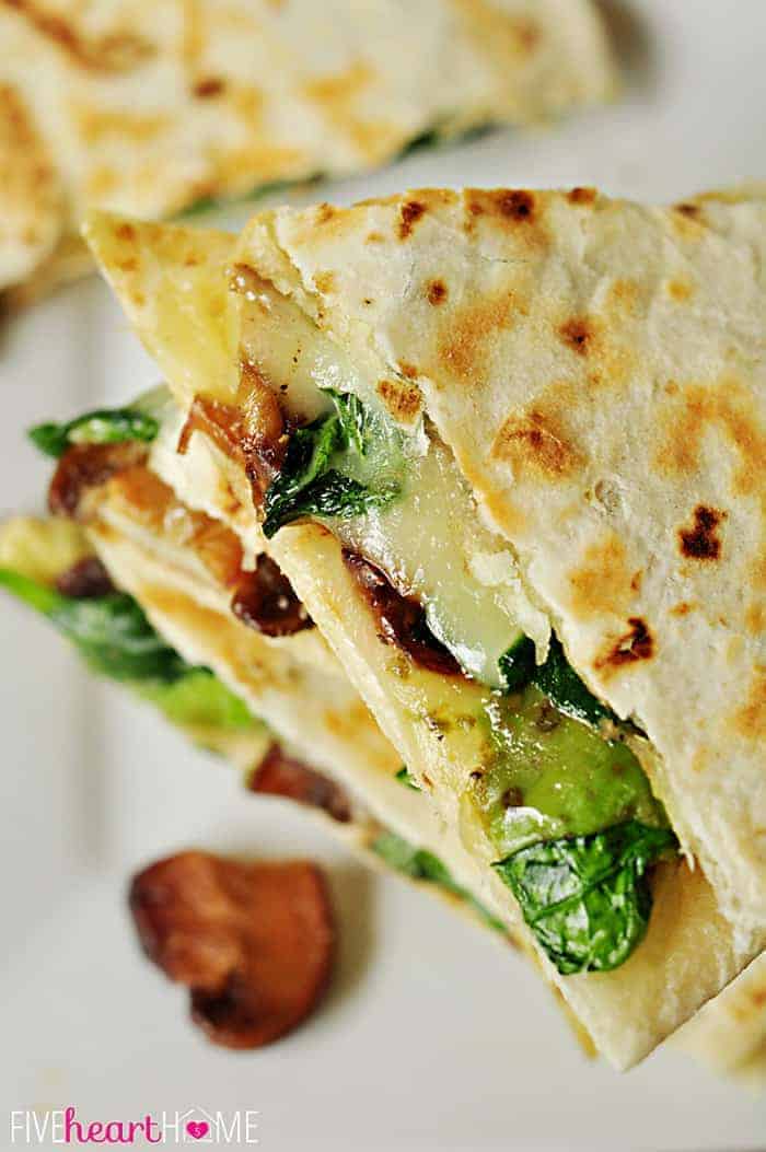 Spinach Mushroom Quesadillas