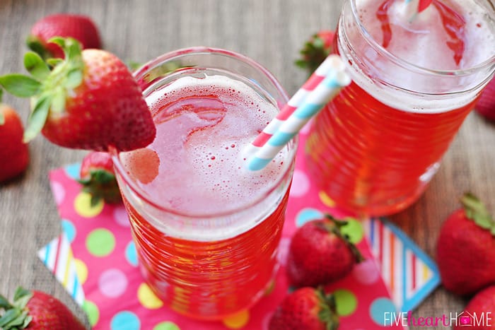 Two glasses of Strawberry Soda.