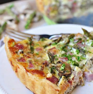 close-up slice of Springtime Asparagus Tart