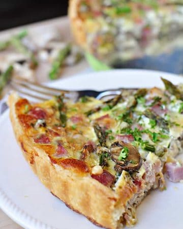 close-up slice of Springtime Asparagus Tart