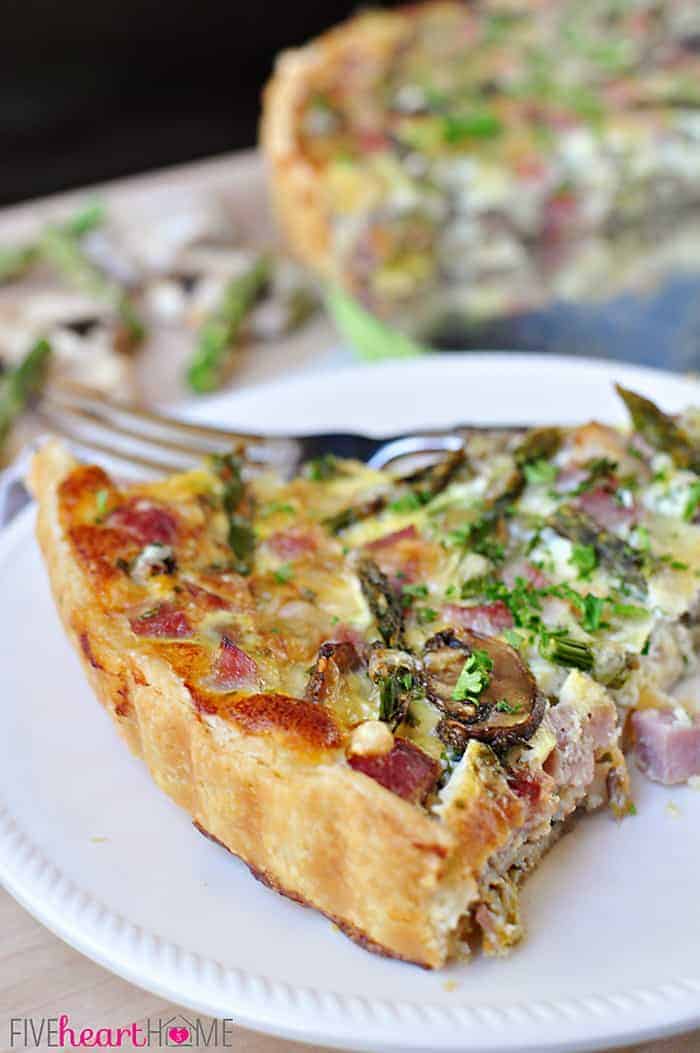 close-up slice of Springtime Asparagus Tart