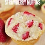 Whole Wheat Strawberry Muffins ~ tender, wholesome muffins with a burst of fresh strawberries in every bite | FiveHeartHome.com