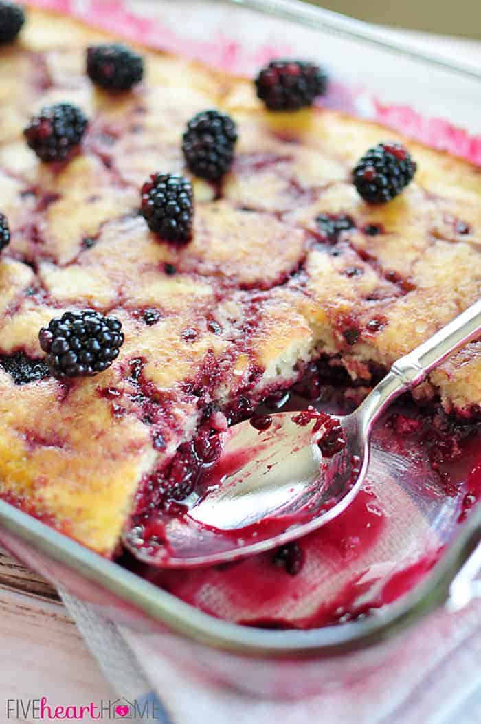 Easy Blackberry Cobbler recipe in baking dish