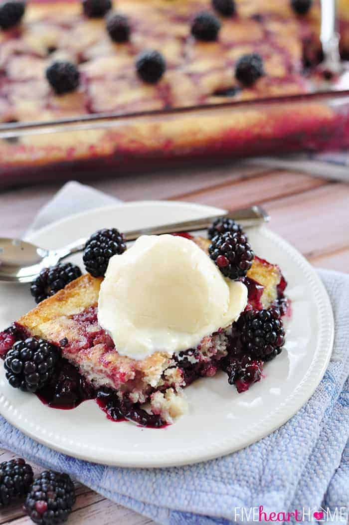 on a plate with ice cream on top