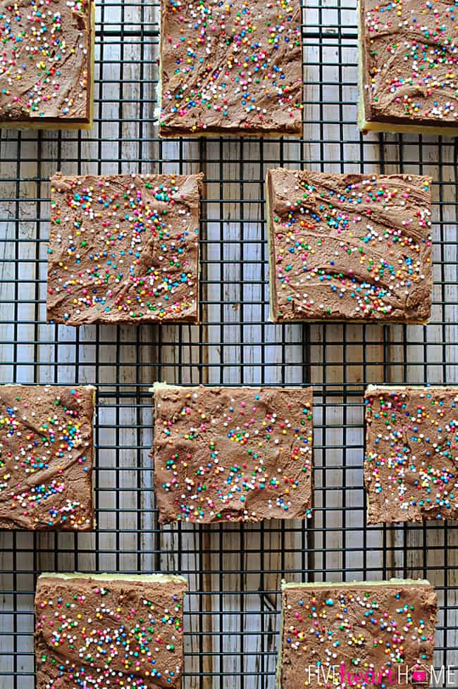 Aerial View on Cooling Rack with a Dusting of Colorful Sprinkles 