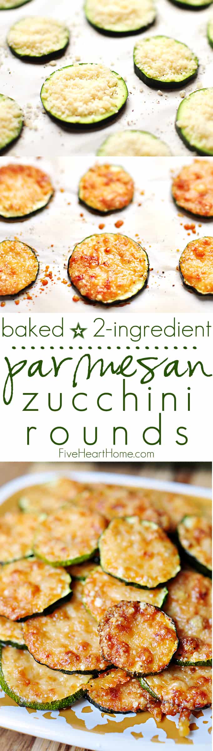 Baked Parmesan Zucchini Rounds ~ you're just 2 ingredients away from a quick and easy, delicious summer side dish! | FiveHeartHome.com via @fivehearthome