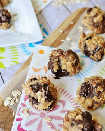 No-Bake Peanut Butter Chocolate Chunk Cookies ~ come together in minutes...no need to turn on the oven! | FiveHeartHome.com