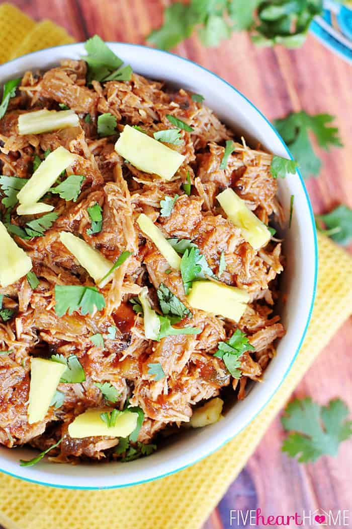 Slow Cooker Pineapple Pulled Pork with Pineapple BBQ Sauce