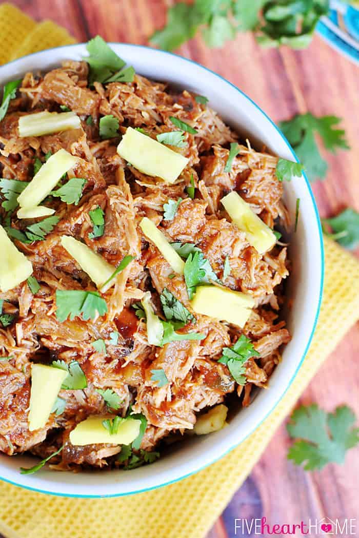 Slow Cooker Pineapple Pork with Quinoa - A Bird and a Bean