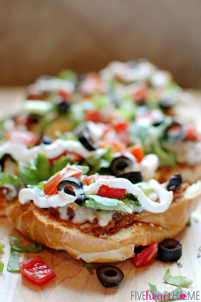 Close-Up French Bread Taco Pizza 