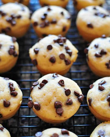 Whole Wheat Pancake Bites, AKA Pancake Mini Muffins ~ a fun-to-eat breakfast that can be topped with chocolate chips, berries, diced bananas, nuts, etc. | FiveHeartHome.com