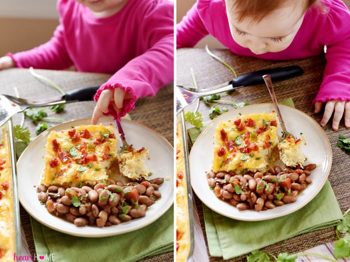 Toddler eyeing King Ranch Casserole.