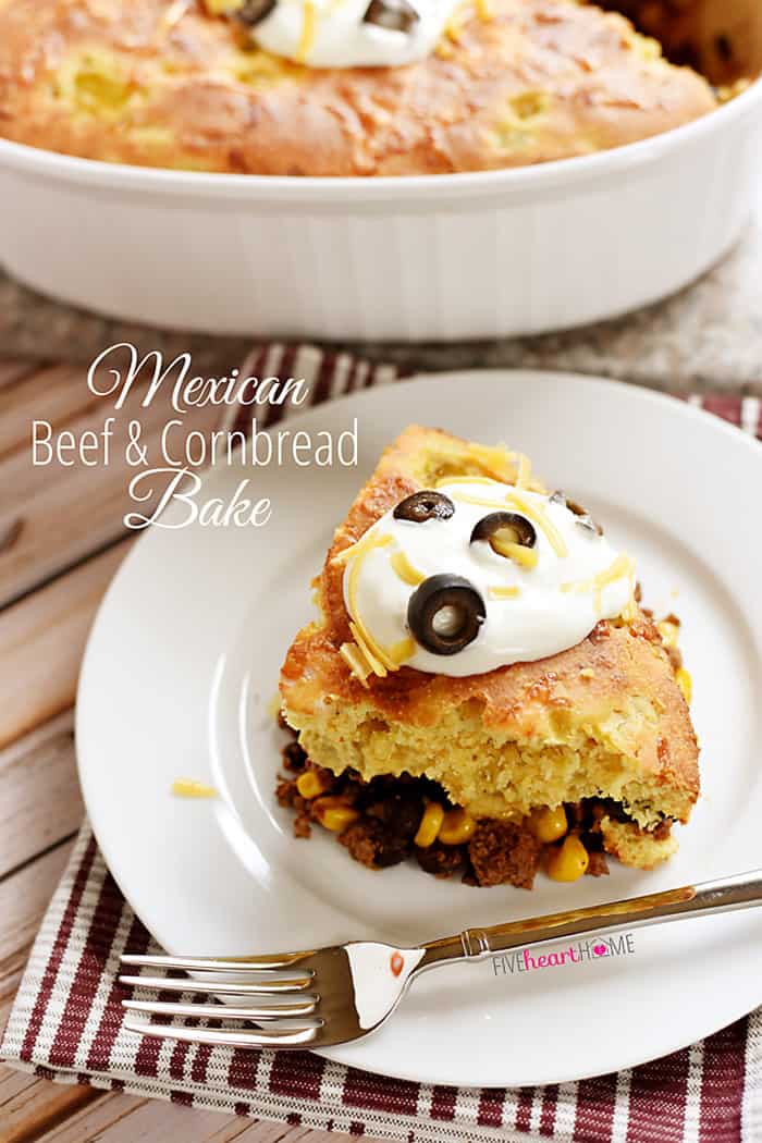 Mexican Cornbread Casserole with text overlay.