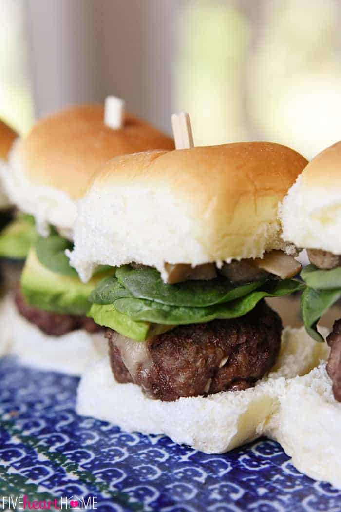 Cheeseburger Sliders on a plate.