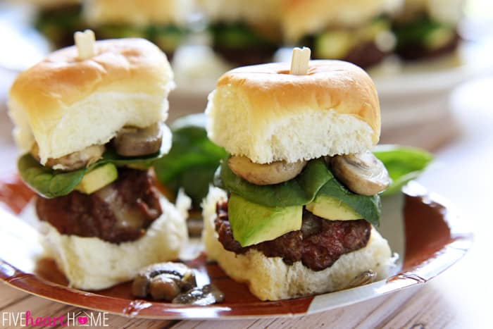 The ULTIMATE Cheeseburger Sliders a Paper Football Themed Plate 