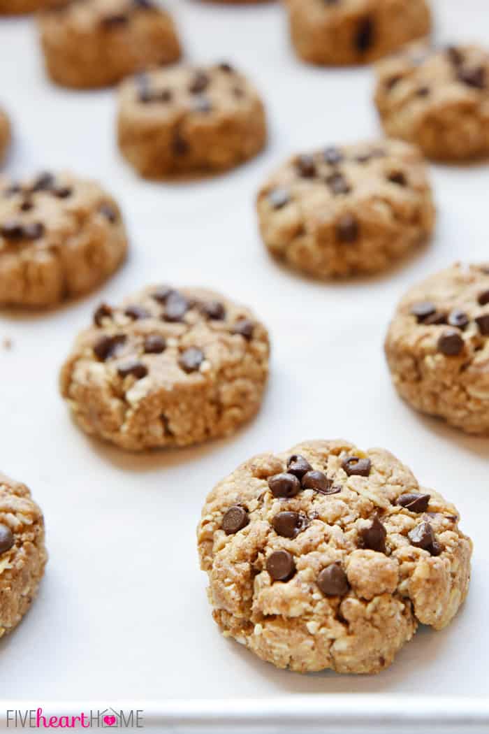 After baking, on parchment paper-lined pan.