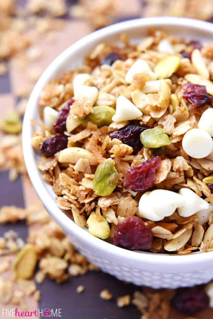 Close-up bowl of Gingerbread Granola.