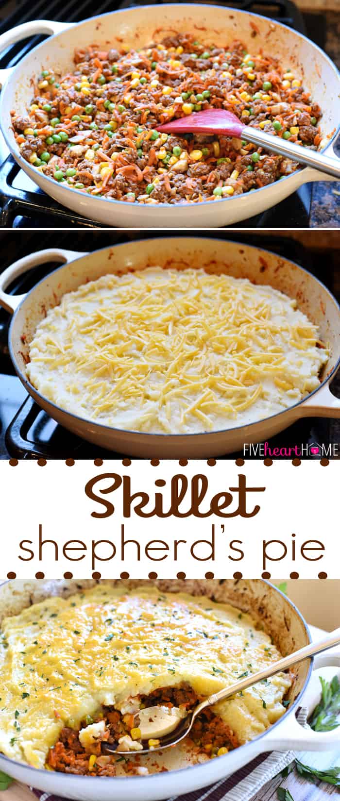 Easy Shepherd's Pie, three-photo collage with text.